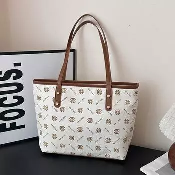 New printed women s handbag textured large-capacity commuter bag women s textured armpit large tote bag fashionable белый