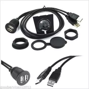 New Pro Car Stereo Dashboard Flush Mount Dual USB 2.0A Male To Female Extension Wire