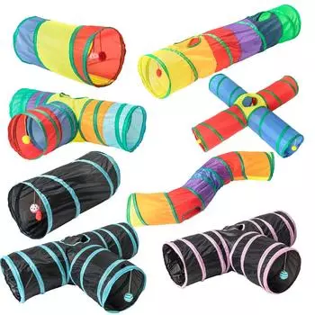 New Product Recommendations: Interactive Pet Toys Cat Tunnel Rainbow Cat Channel Runway Rolling Ground Totoro Nests Toy Supplies жёлтый