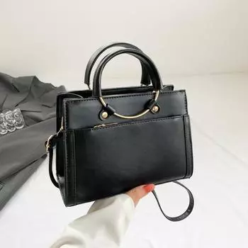 Новая женская сумка кроссбоди из ПУ, простая, ретро, модный дизайн с ручкой-кольцом, сумка на молнии, повседневная, трендовая, универсальная плечевая сумка