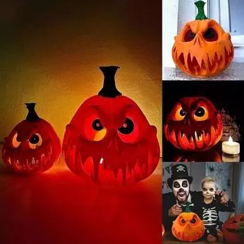 New Pumpkin Shape Halloween Pumpkin Lantern Resin Creative Halloween Decor Gift Ghost Festival Desktop Pumpkin Lantern