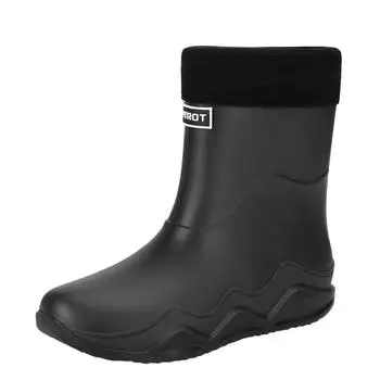 New PVC Waterproof Boots Lightweight Trend Fashion Simple Atmosphere Warm Non-slip Snow Shoes Suitable for Adult Men s Sizes 40