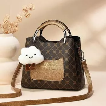 Новая качественная кожаная женская сумочка, универсальная сумка через плечо, плюшевый кулон, женская сумка кроссбоди, сумки для поездок на работу, сумки-тоут