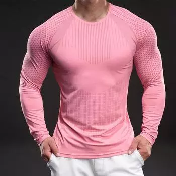 New Quick-dry Ice Silk Long-sleeved T-shirt Men s Casual Sports Elastic Fitness Outdoor T-shirt Top M