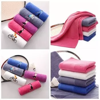 New Quick Drying Cotton Towel Breathable Solid Color Yoga Towel Absorbs Sweat Portable Sports Towel Outdoor Camping фиолетовый