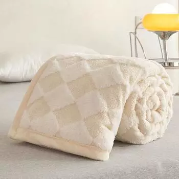 New Rabbit Fleece Lamb Fleece Blanket Double Layer Thickened Air Conditioning Blanket Sofa Blanket Cover Blanket 100 150cm кремовый