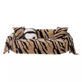 New Rabbit Plush Sofa Towel All-inclusive Non-slip Cushion High-end Cover Cloth Thickened Winter Zebra Pattern Blanket 180*130cm