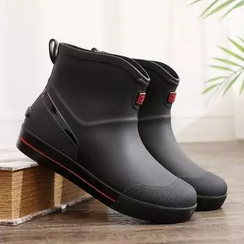 New rain shoes men s medium tube non-slip waterproof shoes fashionable outdoor water boots warm short tube rubber shoes men s fashion 40