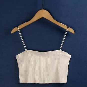 New Rayon Knitted Sexy Export Tail Single Camisole Beige XS