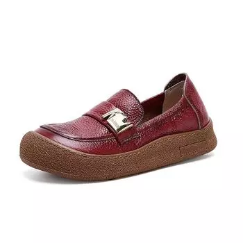 New real cowhide leather flats women s luxury long walking shoes woman vintage flat moccasin thick durable loafer slip ons 35