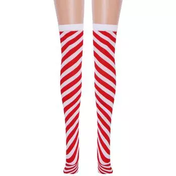 New, red and white Christmas stockings, adult twill stockings, white and red diagonal striped knee socks, Christmas stockings One Size