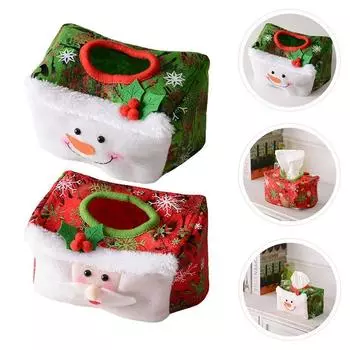 New Red Tissue Paper Box Green Santa Claus Toilet Paper Bag Desktop Accessory Paper Sets Paper Extraction Box Party красный