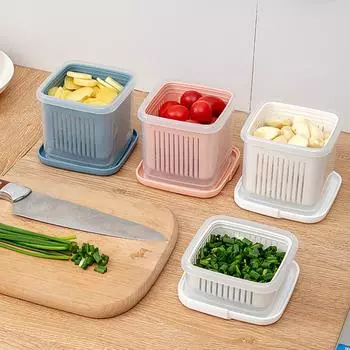 NEW Refrigerator Storage Box Food Vegetable Fruit Storage Box Fridge Organizer Drain Basket Meat Onion Ginger Clear Crisper