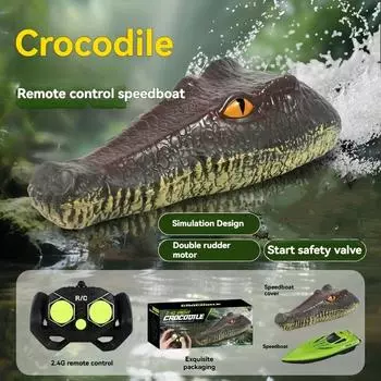 New Remote Control Toy Boat, Simulated Crocodile Fun Prank Toy Speedboat, Small Parts Color Random Self-Prepared Battery Remote Control Funny Crocodile