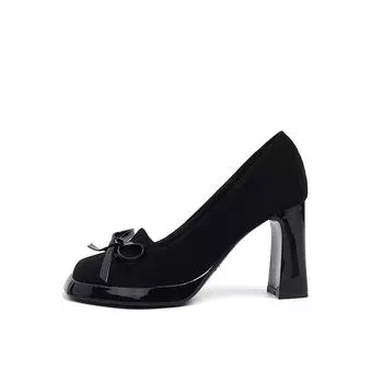 новый ретро британский стиль бант все сочетается чистое желание для небольшого увеличения роста показать длину ног каблуки 35