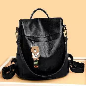 Новый Ретро Рюкзак Двойного Назначения Мягкая Кожа Большая Вместимость Сумка Рюкзак с Защитой от Кражи