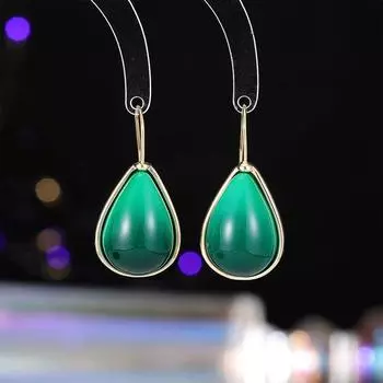 New retro exaggerated earrings gradual change resin water drop earrings light luxury ins personalized ear hook women изумрудный