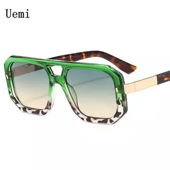 New Retro Green Square Double Bridge Sunglasses For Women Men Fashion Frame Sun Glasses Shases UV400 Eyeglasses Wholesa As the picture