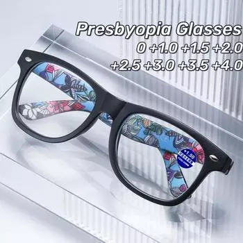 Новые очки для дальнозоркости в стиле ретро с имитацией древесины, большая оправа, прозрачные очки для чтения, защищающие от синего света, очки для дальнего зрения +350 фиолетовый