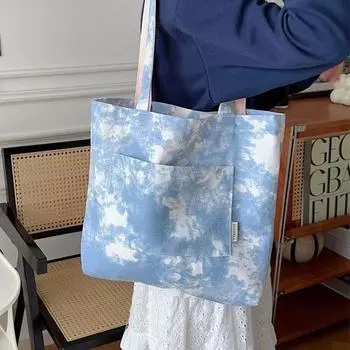 New retro ink splashing artistic tie-dye fabric canvas cloth bag leisure bag shoulder bag messenger bag розовый