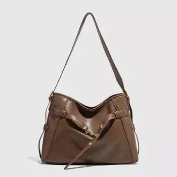 New Retro Large Capacity Bag for Women with Niche High-end Motorcycle Commuting Shoulder Bag Crossbody Tote Bag