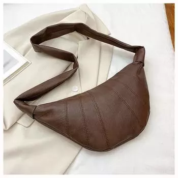 New Retro One-shoulder Crossbody Waist Bag Korean Version Simple PU Large Capacity Croissant Chest Bag