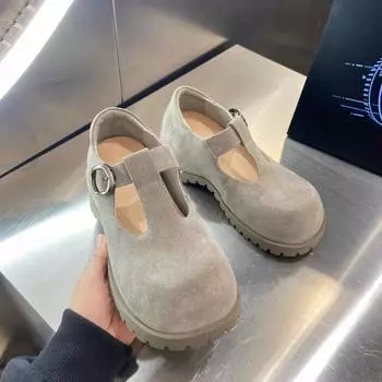 New retro shallow mouth casual wear leather Mary Jane shoes women s versatile comfortable soft sole one-word buckle single shoes 35