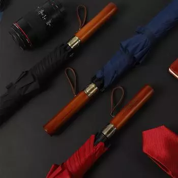 New retro solid wood long-handled umbrella 8-bone men s double vinyl umbrella lettering umbrella 27 inch