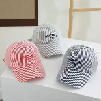 New retro striped letter embroidered hat female versatile student sunscreen baseball cap men s cap M56-58cm чёрный