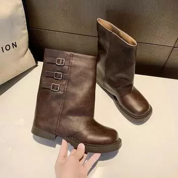 Новые сапоги в стиле ретро до колена, женская мода, женские длинные сапоги в стиле рыцаря, осенне-зимняя женская обувь, сапоги в стиле рыцаря 35