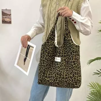 Новая сумка в стиле ретро с леопардовым принтом женская холщовая сумка через плечо сумка-жилет сумка для поездок на работу сумка подмышкой