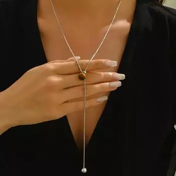 New retro style necklace versatile high-end long pearl pendant collarbone chain fringed jewelry
