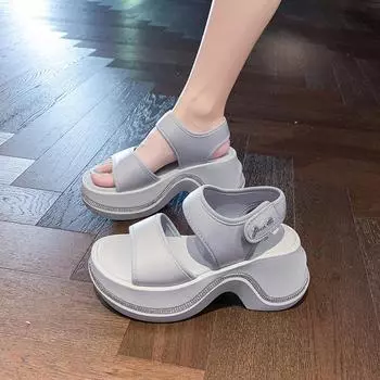 New rhinestone platform muffin super high heel wear small slippers sandals drag women s shoes beach shoes sandals 35