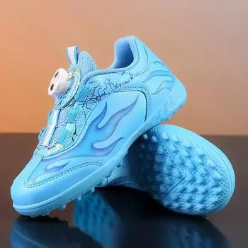 Новые детские футбольные бутсы с вращающейся пряжкой, детские сломанные ногти, для мальчиков и девочек, кожаные кеды без шнурков, один ботинок 29