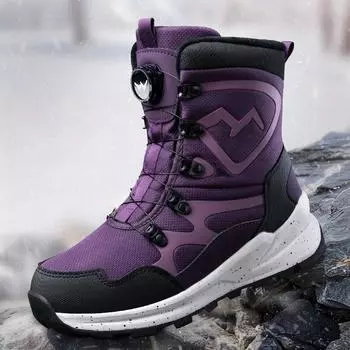 New Rotating Button Women s Snow Boots Warm Plush Winter Boots Waterproof Outdoor Hiking Shoes Wear Resistant Anti Slip Botas 36