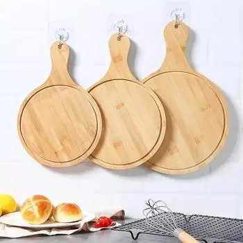 New Round Wooden Cutting Board Kitchen Cutting Board with Handle Solid Wood Food Board Pizza Bread Fruit Can Hang Cutting Board