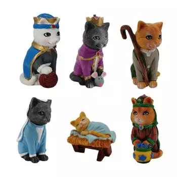 New Royal Cat Birth Cat Family Sculpture Resin Ornament Creative Cat Resin Craft Ornament