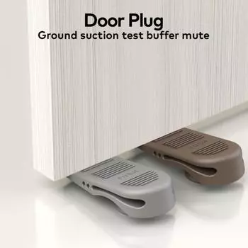 New Rubber Door Stopper Wall Protectors Anti Collision Floor Holder Punch Free Doorstop Bedroom серый