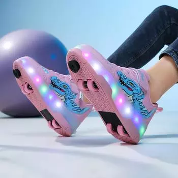 Новые кроссовки-ролики для мальчиков, подростков, студентов, детей, светящиеся шнурки, колеса, ролик 30
