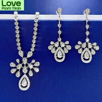 Новое ожерелье с подвеской в виде короны из стерлингового серебра S925 с бриллиантами и кисточками из высокоуглеродистого серебра для женщин, ювелирные украшения для помолвки