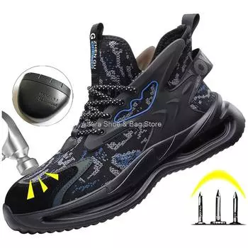 New Safety Shoes Men Women Steel Toe Sneaker Anti-smash Anti-stab Work Shoes Breathable Construction Safety Boots Male Work Boot 36