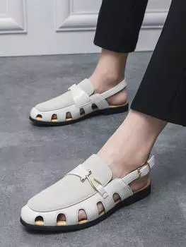 New Sandals For Men Plus Size 46 Fisherman Sandals Men Summer Breathable Hollow Buckle Formal Sandals Men Casual Roman Slippers 38