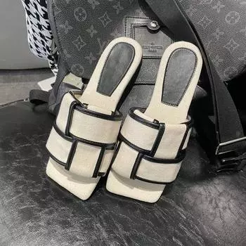 New Sandals Women Open Toe Sandals Walking Solid Color Women Shoes Woven Beach Female Slippers Holiday Slipper Chaussure Femme 35 бежевый