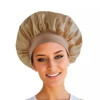 New Satin Wide Brim Nightcap Silky Bonnet Hair Wrap For Sleeping Sleep Cap With Elastic Soft Band Styling Cap Wash Face Nightcap