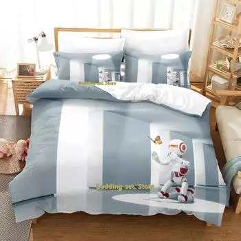 New Sci Fi Robot Bedding Set Single Twin Full Queen King Size Bed Set Adult Kid Bedroom Duvetcover Sets Anime parure de lit Bed 70x133cm 2pcs