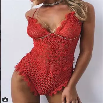 Новая сексуальная пижама ресницы полое кружево комбинезон большого размера сексуальный секс-комбинезон S