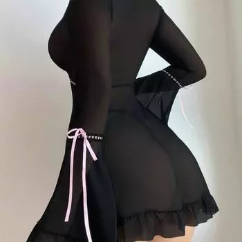 Новый секс сексуальный женский кружевной сетчатый юбочный ночной костюм пижама S