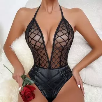 Новое сексуальное нижнее белье кружевное сексуальное с глубоким V-вырезом прозрачное облегающее с открытой спиной сексуальный костюм S