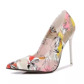 New sexy girl high heels women s thin heels pointed large size versatile color plaid nightclub women s shoes 35