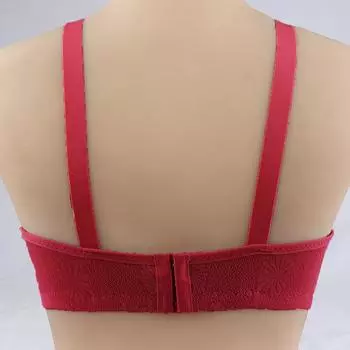 New sexy large size steel-rimless bra thin cotton jacquard middle-aged women s bra adjustable gathering underwear 38 yards/85C чёрный